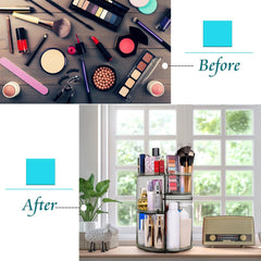 sanipoe 360° rotating makeup organizer brush-holder view keeps tools organized