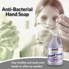 Sanit lavender soap refill label highlighting natural ingredients for gentle cleansing