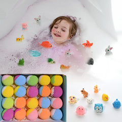 Santrela colorful bath bombs create vibrant bubbles without staining tubs or skin.