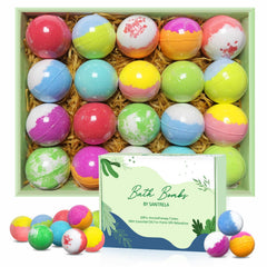 Santrela bath bombs gift set 20 wrapped for travel or home relaxation