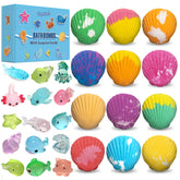 Santrela shell kids bath bombs reveal a surprise toy for imaginative bath-time fun