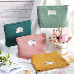 Sanwuta velvet makeup bags close-up showing color options and retro plaid style for chic daily use