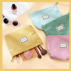 Sanwuta Plaid corduroy makeup pouch highlighting stylish storage for daily essentials