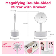 SANYCASA makeup mirror with lights 10x magnification closeup for lash and pore detail.