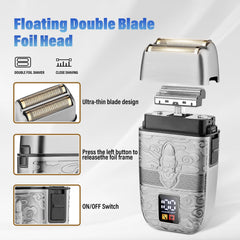 Saoilli cordless electric razor ready for versatile on-the-go shaving.