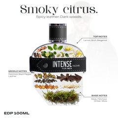 Sapil Intense Noir bottle angled to highlight premium gift-ready design.