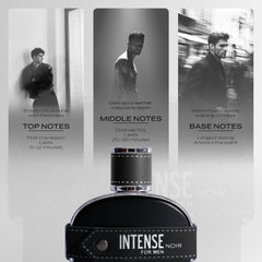 Mid notes of birch, pepper and leather create a bold, versatile aura.