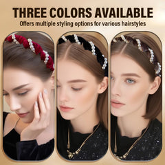 Satasiam vintage pearl headband back view highlighting dual-wear versatility