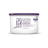 SATIN SMOOTH Lavender Wax bottle shown for a calming at-home waxing session