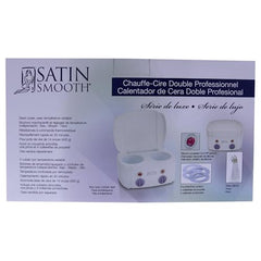 SATIN SMOOTH double wax warmer packaging reveals sturdy construction for shop-ready use.