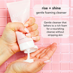 Saturday Skin cleanser foam emulsified with water for gentle cleansing.