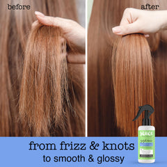 SAUCE BEAUTY Tzatziki leave-in conditioner smooth hair after towel-dry application