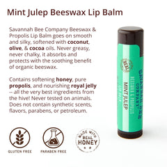 Savannah Bee Mint Julep Lip Balm being applied for smooth lips