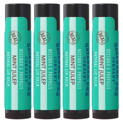 Savannah Bee Mint Julep Lip Balm pack4 box showing four tubes for everyday moisture