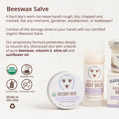 Savannah Bee Company Original Beeswax Salve on hands for smooth skin.
