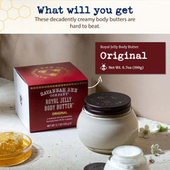 Savannah Bee Company Royal Jelly Body Butter ingredients like shea butter and honey nourish skin.