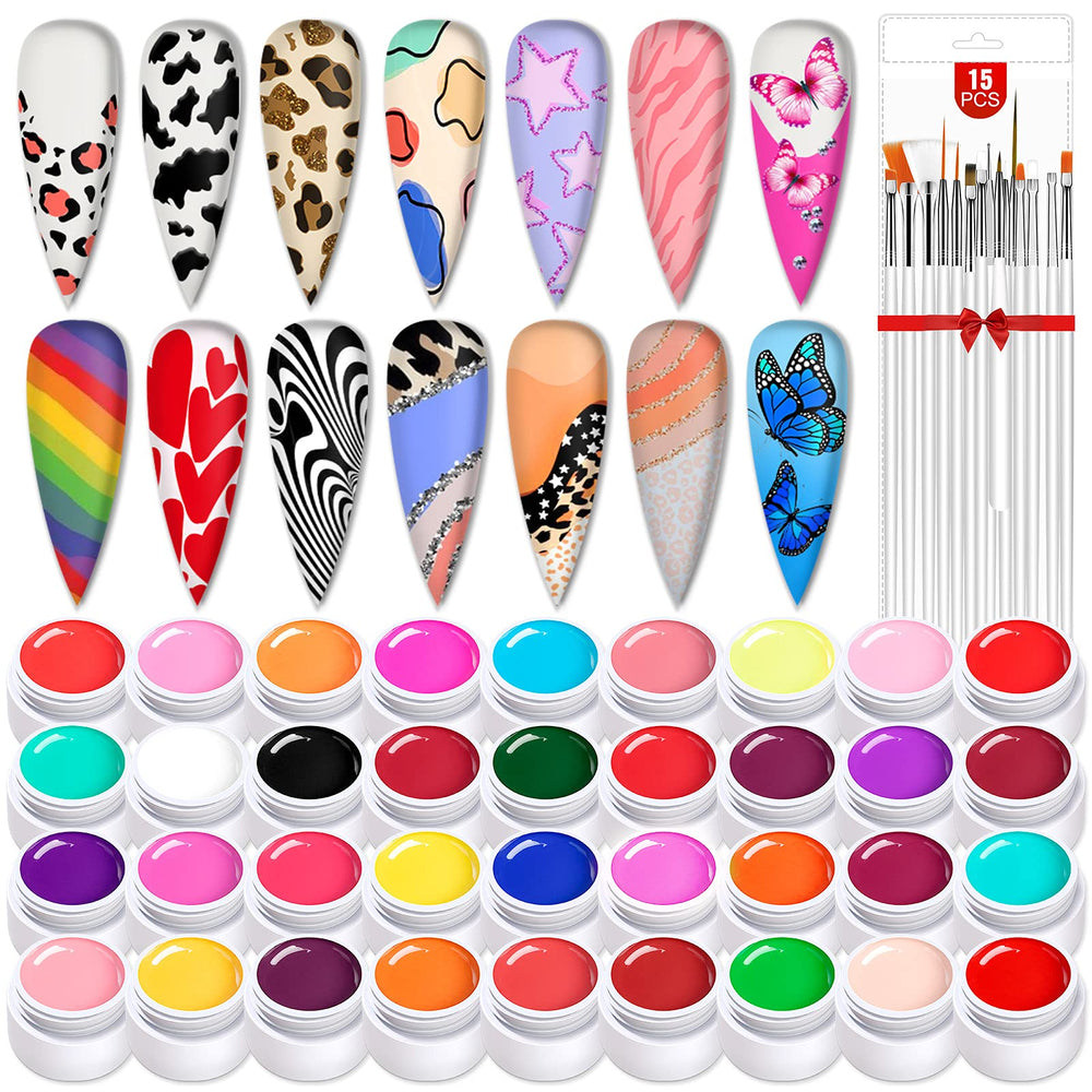 SAVILAND 36-color gel paint kit box with rainbow colors for easy home nail art inspiration.
