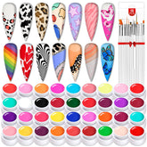 SAVILAND 36-color gel paint kit box with rainbow colors for easy home nail art inspiration.
