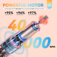 SAVILAND 40000RPM motor close-up enables fast, efficient cuticle and shaping work