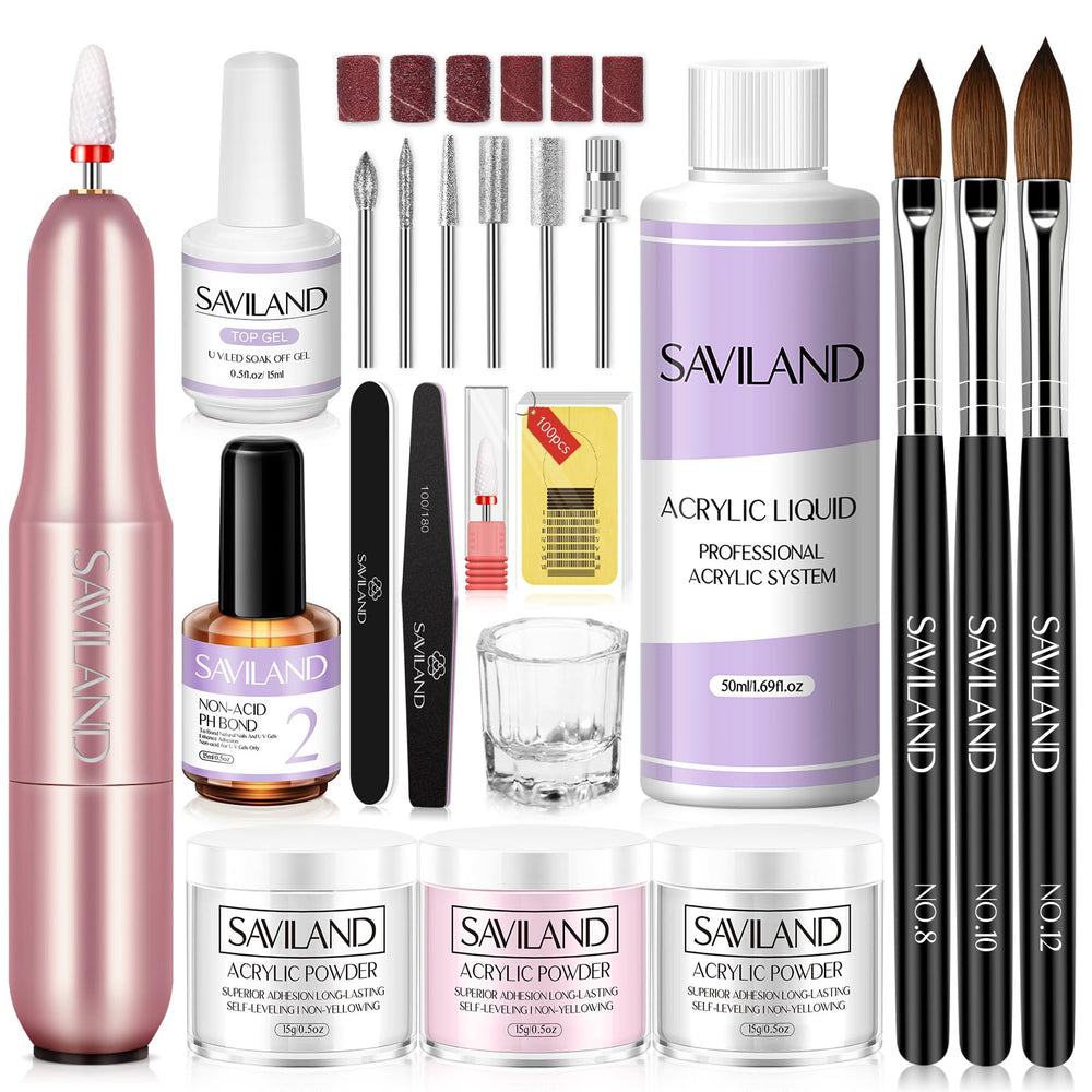 SAVILAND acrylic nail kit drill front view for home salon setup versatility.