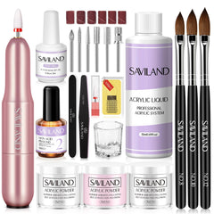SAVILAND acrylic nail kit drill front view for home salon setup versatility.