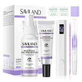 SAVILAND Advanced Nail Glue Kit box front showing complete at-home manicure set.