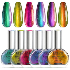 SAVILAND Chameleon Nail Polish Set shifting chrome finish for party-ready nails.