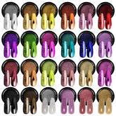 SAVILAND chrome nail powder jar closeup showing 24 colors for dazzling mirror finish.