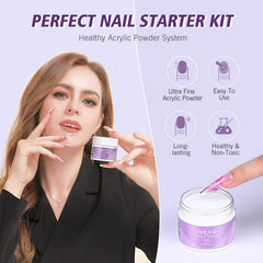 SAVILAND-clear-acrylic-powder 30g close-up highlighting self-leveling, smooth application.