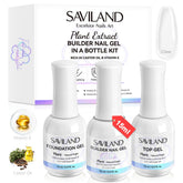 SAVILAND clear builder nail gel kit box shows at-home DIY setup for durable nails.