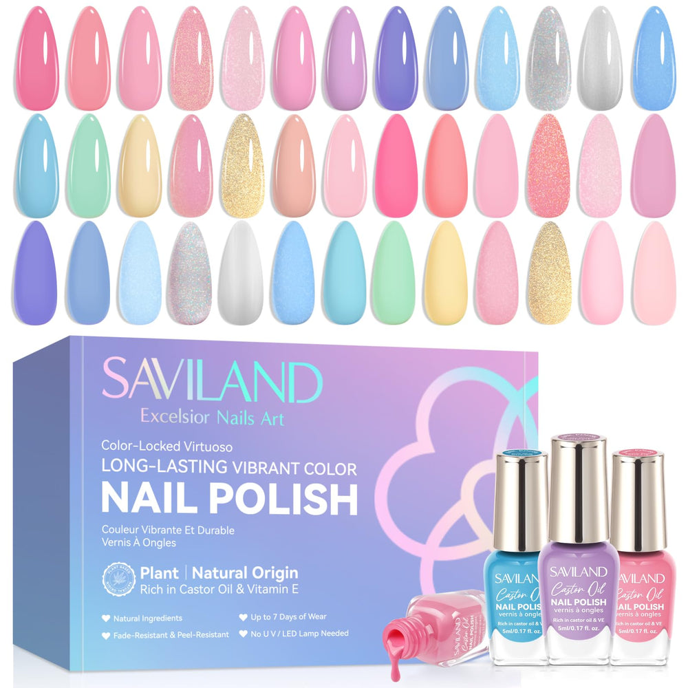SAVILAND Color Artistry Nail Polish Set pastel bottles ready for a quick-dry manicure.