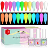 SAVILAND glow gel polish set daylight palette closeup shows vivid color glow.