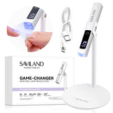 SAVILAND LED U V Light with magnetic stand and LCD screen enables hands-free curing.