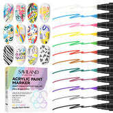 SAVILAND Nail Art Pens with 12-bright-colors offer vibrant, long-lasting nail art.