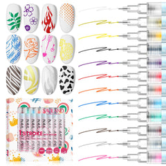 SAVILAND Nail Art Pens 12-color swatch; vibrant, quick-drying pigments for crisp lines.