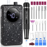 SAVILAND nail drill 40000rpm front view demonstrates powerful speed for quick gel removal.