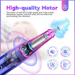 SAVILAND nail drill battery-charging image highlights 4500mAh capacity for long, cordless nail sessions.