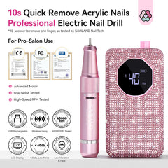 SAVILAND nail drill cordless with Type-C charging for flexible, on-the-go use.