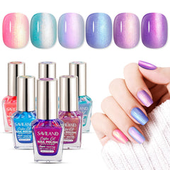 SAVILAND ombre nail polish set palette with six pearl shades for versatile looks.