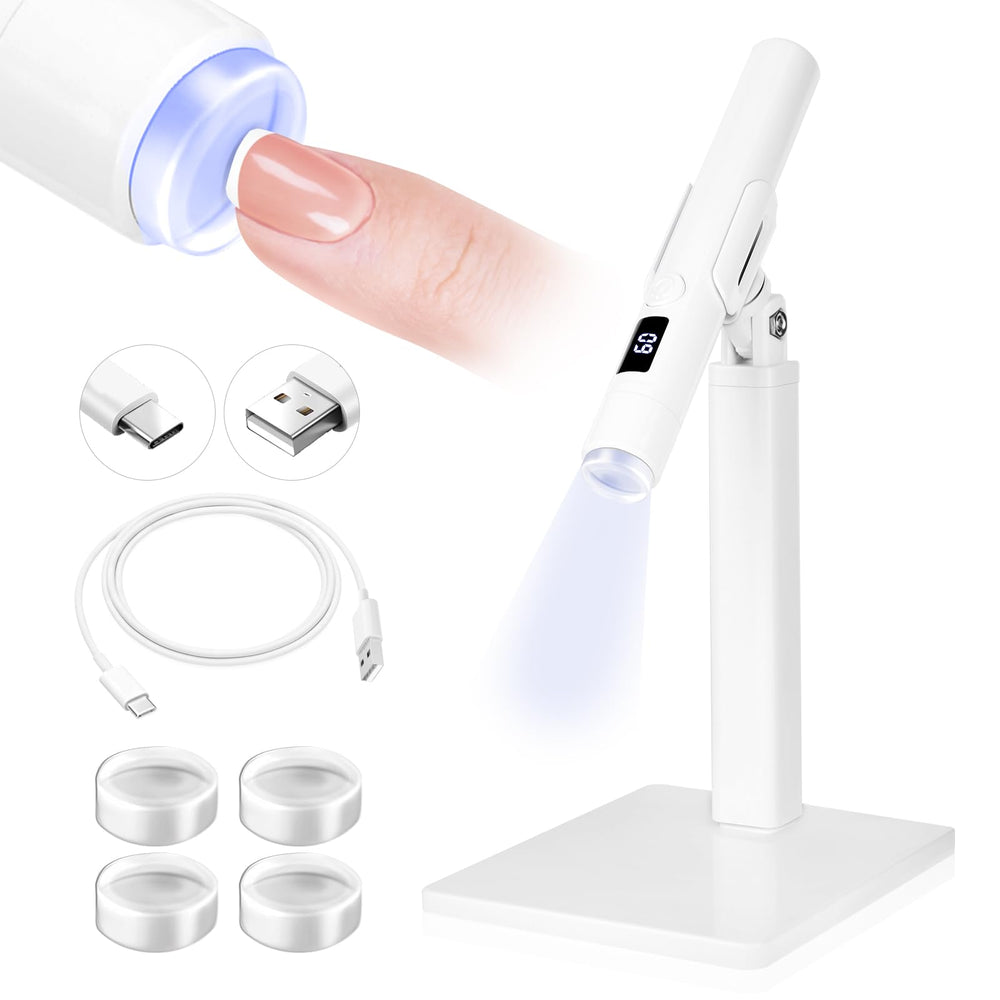 SAVILAND White 9W nail light front view, compact cordless design for quick gel curing at home.