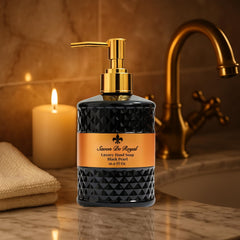 Savon De Royal vanilla-orange fragrance swirls during hand wash for a pleasant aroma.