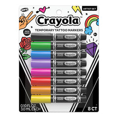 Savvi Crayola 8ct tattoo markers colors for vibrant temporary designs.