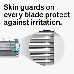 Schick Hydro Dry Skin Razor 7 Cushioning Gel Pools visibly moisturizing skin during shave.