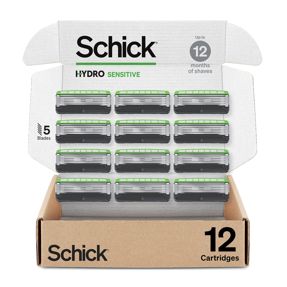 Schick Hydro Sensitive Razor Refills pack demonstrates long-lasting comfort for sensitive skin.