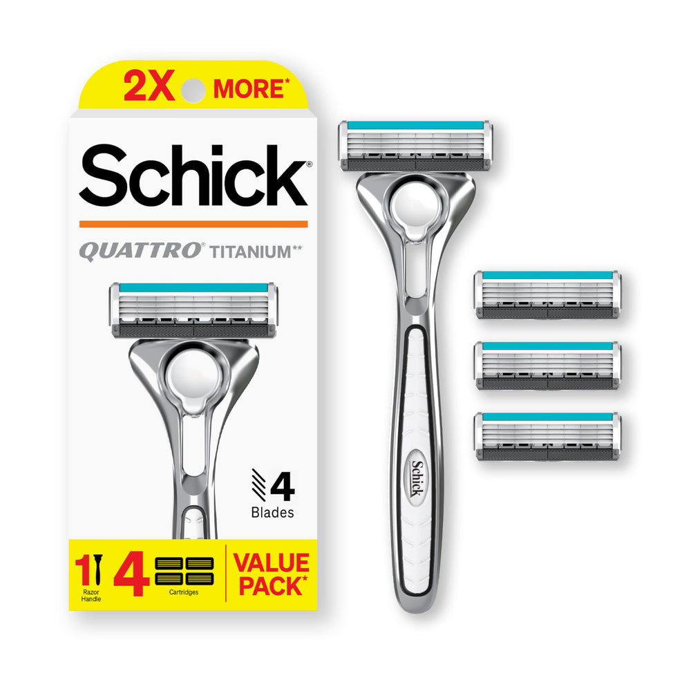 Schick Quattro Titanium razor handle for precise, comfortable daily shave