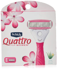 Schick Quattro for Women refill cartridge with eight blades for a close shave