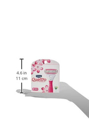 Rubberized fuchsia handle on Schick Quattro refill offers improved grip during shaving