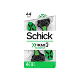 Schick Xtreme3 sensitive-skin razor close-up highlighting Aloe and comfortable shave.
