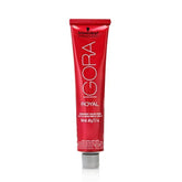 Schwarzkopf Igora Royal 8-77 color mix showing vibrant copper blonde result