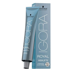 Schwarzkopf Igora Royal Highlifts 12-1 Super Ash bottle delivers cool blonde tones with reduced breakage.
